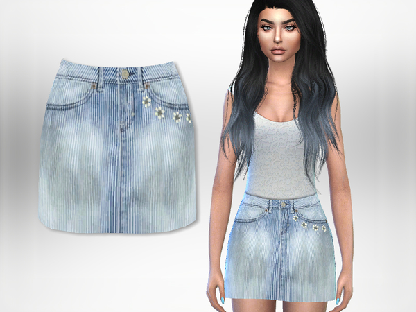 Sims 4 Denim Skirt by Puresim at TSR