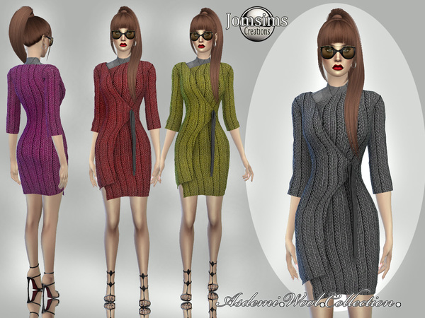 Sims 4 Asdemi wool dress 5 by jomsims at TSR