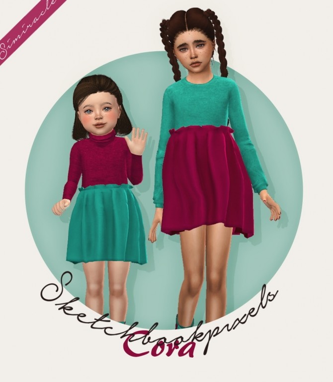 Sims 4 Sketchbookpixels Cora 3T4 skirt for kids & toddlers at Simiracle