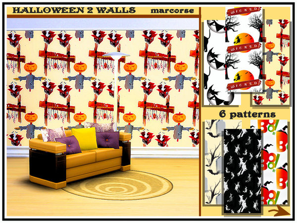 Sims 4 Halloween 2 Walls by marcorse at TSR