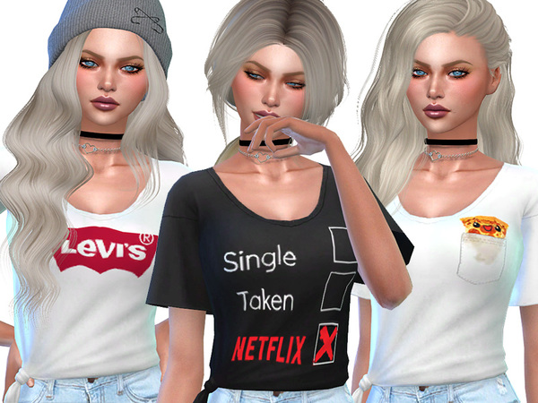 Sims 4 Knotted Everyday T shirts by Pinkzombiecupcakes at TSR