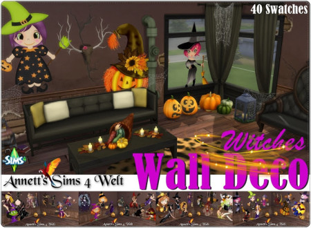 Wall Deco Witches at Annett’s Sims 4 Welt