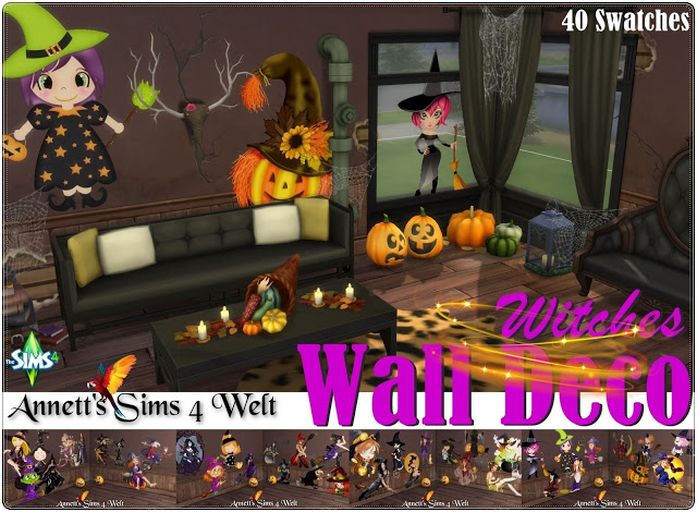 Sims 4 Wall Deco Witches at Annett’s Sims 4 Welt