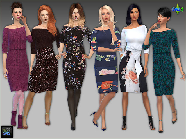 Sims 4 6 dresses by Mabra at Arte Della Vita