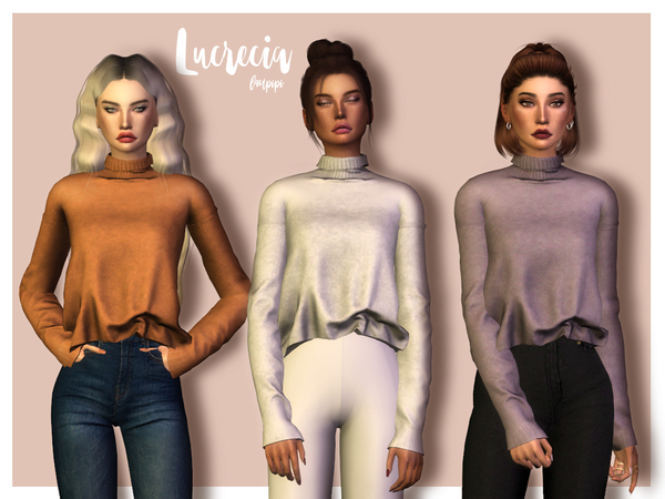 Sims 4 Lucrecia comfy sweater by laupipi at TSR