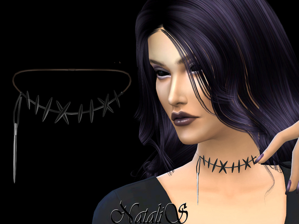 Sims 4 Zombie stitch necklace by NataliS at TSR