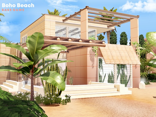 Sims 4 Boho Beach house by Pralinesims at TSR