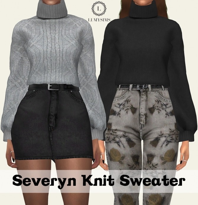Sims 4 Severyn Tucked in Knit Sweater at Lumy Sims