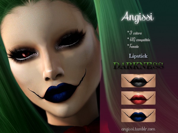 Sims 4 Lipstick DARKNESS by ANGISSI at TSR