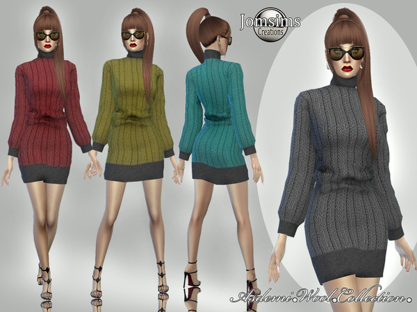 Sims 4 Asdemi wool dress 1 by jomsims at TSR