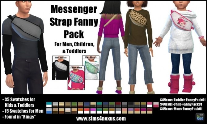 Sims 4 Messenger Strap Fanny Pack by SamanthaGump at Sims 4 Nexus