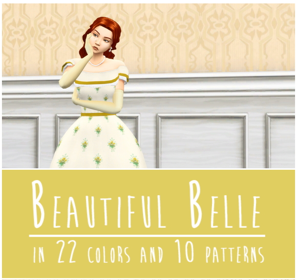 Sims 4 Beautiful Belle dress at Teanmoon