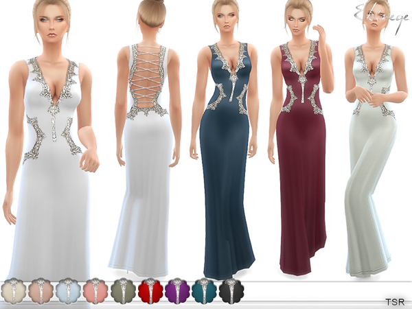 Sims 4 Lace Up Back Evening Gown by ekinege at TSR