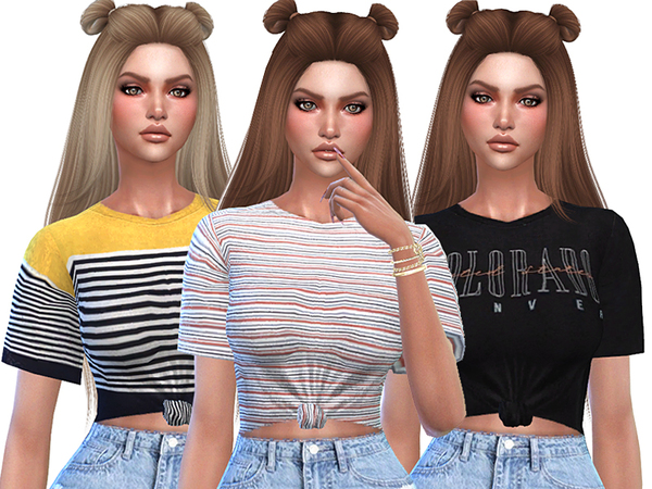 Sims 4 Cute Striped T shirts Collection by Pinkzombiecupcakes at TSR