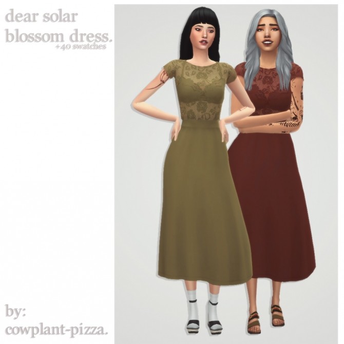 Sims 4 Dear solar‘s blossom dress V2 at cowplant pizza