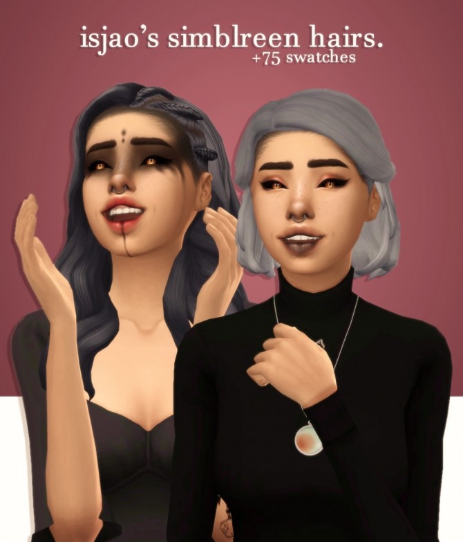 Sims 4 Isjao‘s simblreen hair recolors at cowplant pizza