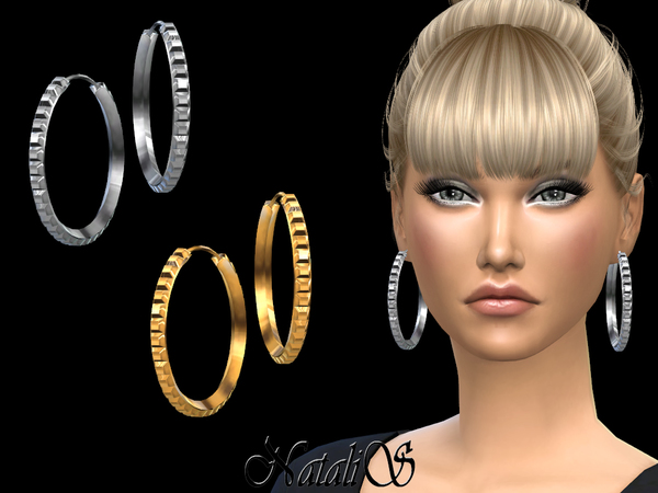 Sims 4 Square studs hoop earrings by NataliS at TSR