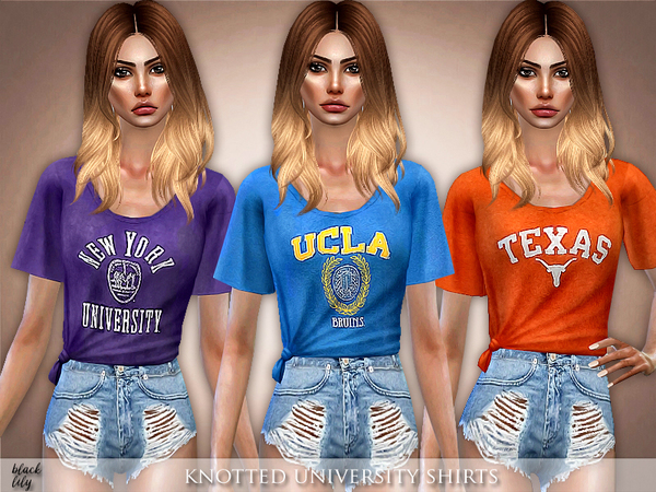 Sims 4 Knotted University Shirts by Black Lily at TSR