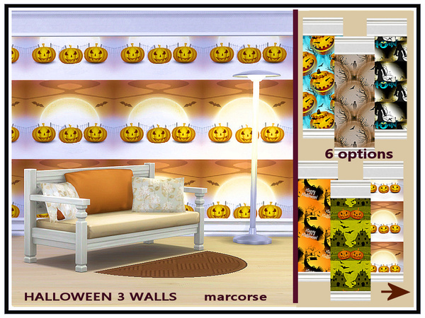 Sims 4 Halloween 3 Walls by marcorse at TSR