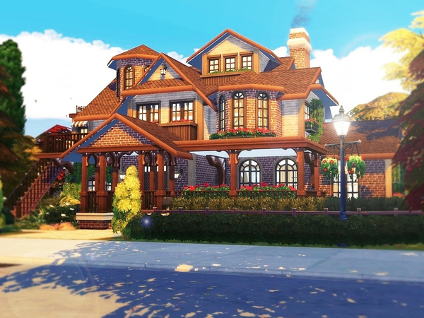 Sims 4 Gold Autumn house by MychQQQ at TSR
