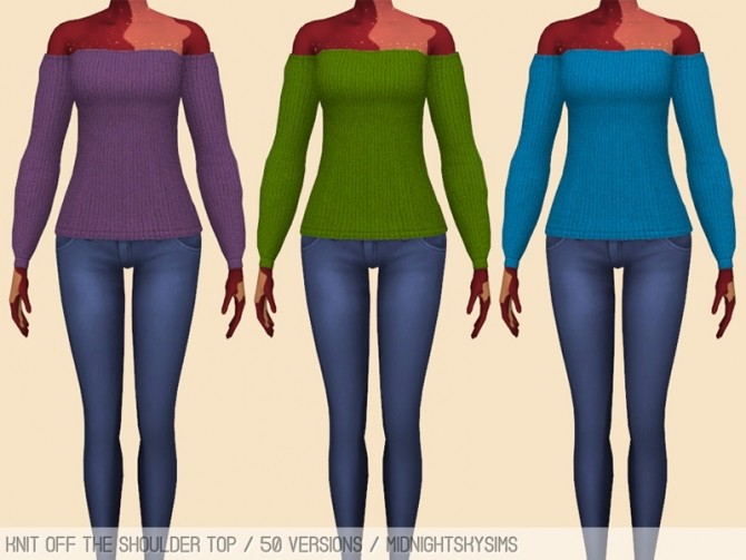 Sims 4 Knit off the shoulder top at Midnightskysims