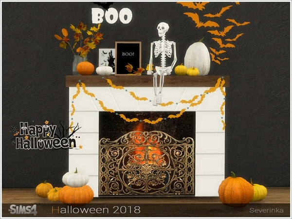 Sims 4 Halloween 2018 decorative set by Severinka at TSR