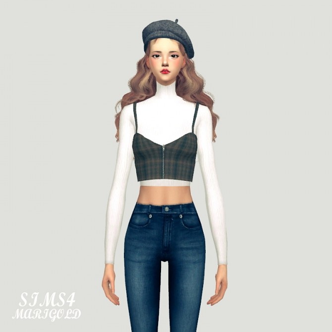 Sims 4 Zipper Crop Top With Turtleneck at Marigold