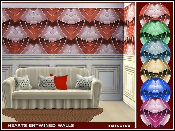 Sims 4 Hearts Entwined Walls by marcorse at TSR