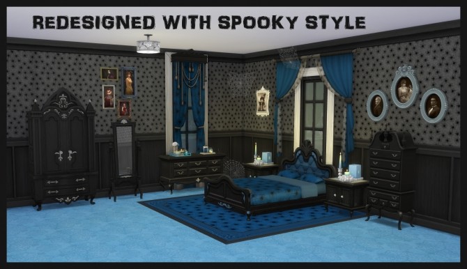 Sims 4 Redesigned with Spooky Style 15 Bedroom Items Recoloured by Simmiller at Mod The Sims