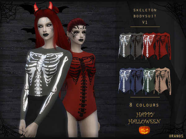 Sims 4 Skeleton Bodysuit V1 (Top)  by OranosTR at TSR
