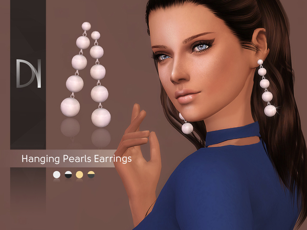 Sims 4 Hanging Pearls Earrings by DarkNighTt at TSR