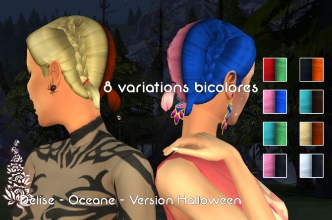 Sims 4 Ocean hair Halloween version by Delise at Sims Artists