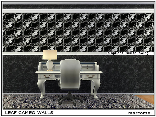 Sims 4 Leaf Cameo Walls by marcorse at TSR