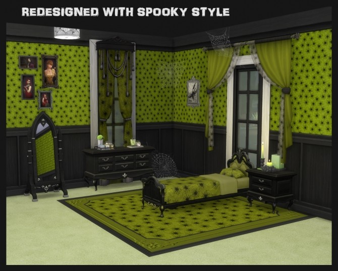 Sims 4 Redesigned with Spooky Style 15 Bedroom Items Recoloured by Simmiller at Mod The Sims