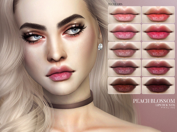 Sims 4 Peach Blossom Lipstick N176 by Pralinesims at TSR