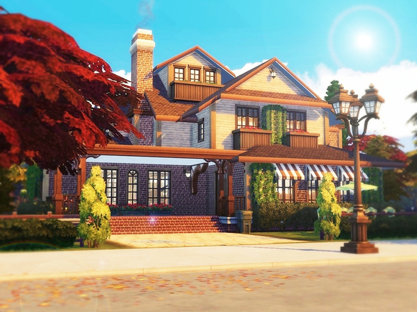 Sims 4 Gold Autumn house by MychQQQ at TSR