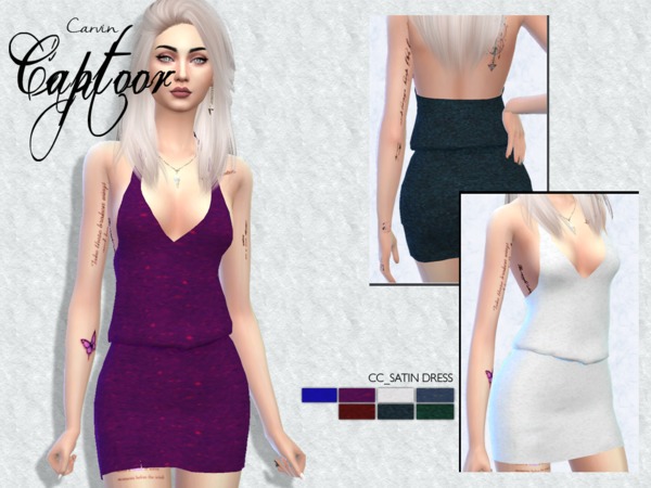 Sims 4 Satin Dress by carvin captoor at TSR