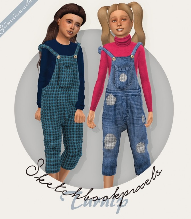 Sims 4 Sketchbookpixels Turnip 3T4 overall for kids at Simiracle