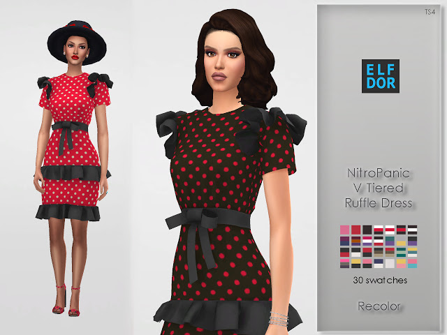 Sims 4 NitroPanic V Tiered Ruffle Dress RC at Elfdor Sims