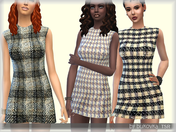 Sims 4 Dress Tweed TYA by bukovka at TSR