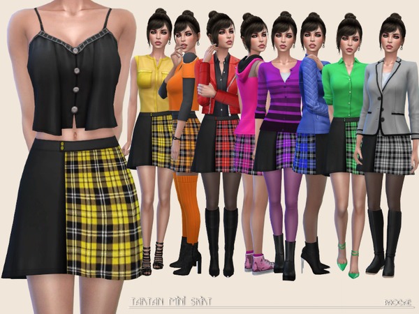 Sims 4 Tartan Mini Skirt by Paogae at TSR