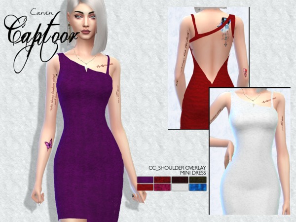 Sims 4 Shoulder Overlay Mini Dress by carvin captoor at TSR