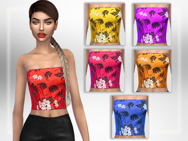 Sims 4 Floral Tube Top by Puresim at TSR