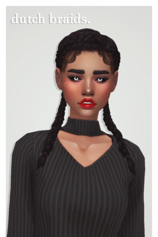 Sims 4 Leeleesims1‘s going dutch braids recolors at cowplant pizza