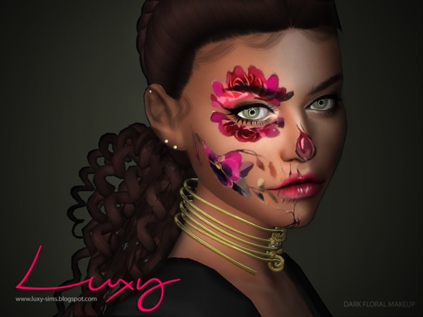 Sims 4 DARK FLORAL MAKEUP by LuxySims3 at TSR
