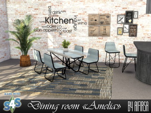 Sims 4 Amelia dining room set at Aifirsa