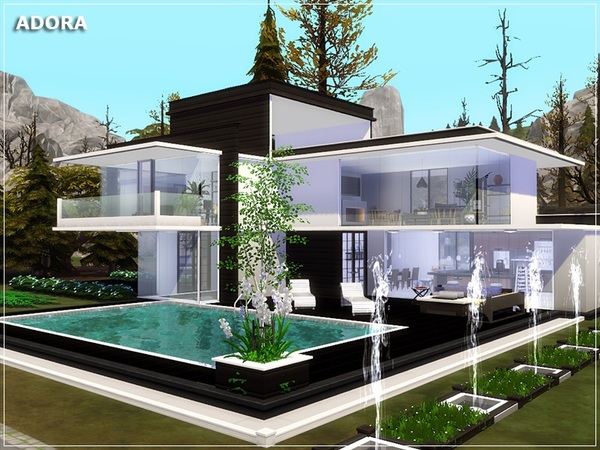 Sims 4 Adora modern house by marychabb at TSR