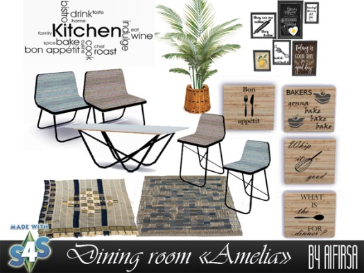 Sims 4 Amelia dining room set at Aifirsa