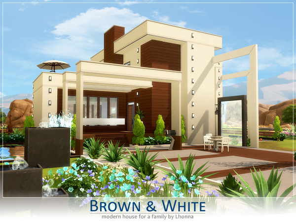 Sims 4 Brown and White house by Lhonna at TSR