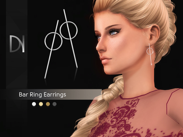 Sims 4 Bar Ring Earrings by DarkNighTt at TSR